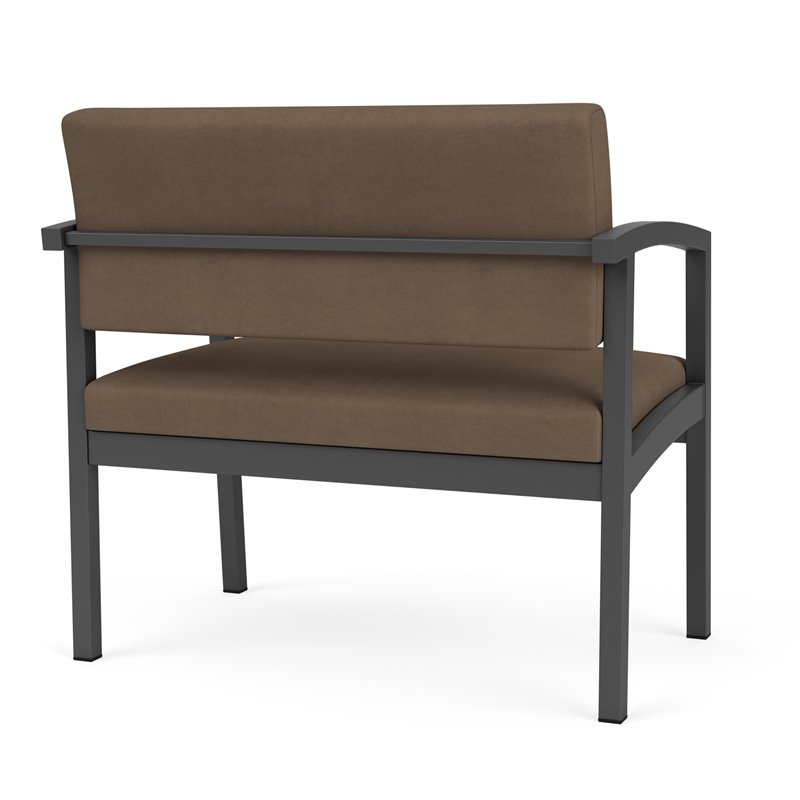 Lenox Steel Reception Waiting Bariatric Chair / Charcoal Steel / Brown