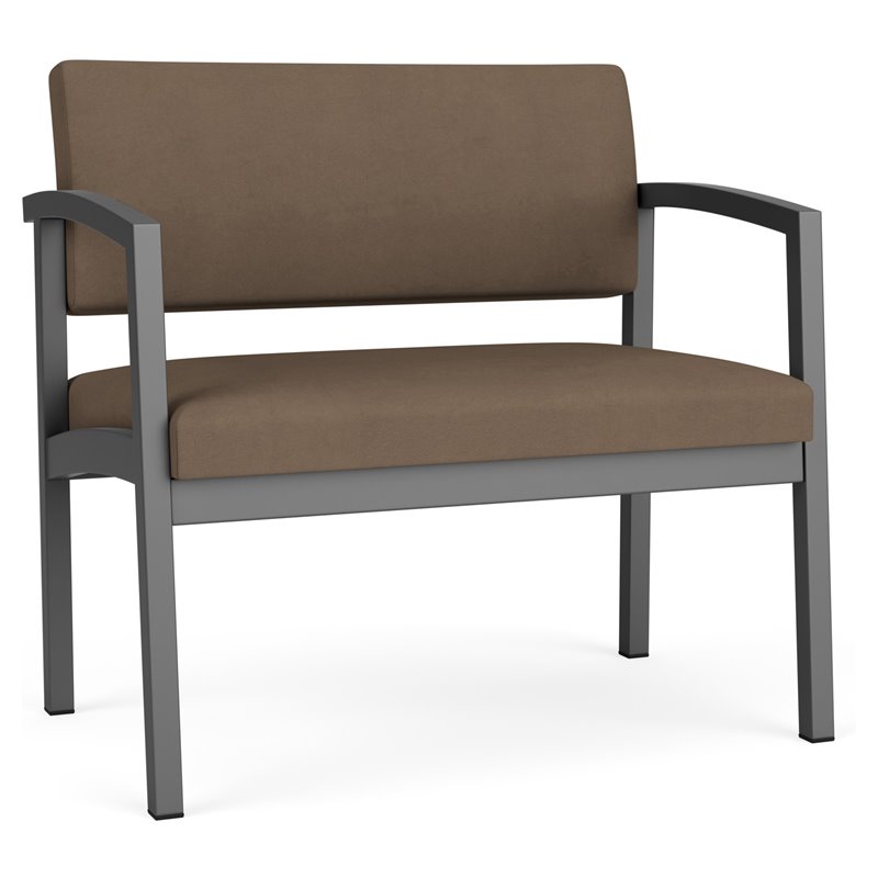 Lenox Steel Reception Waiting Bariatric Chair / Charcoal Steel / Brown