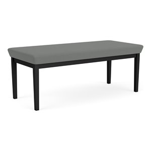 Lenox Steel Reception Waiting Room 2-Seat Bench / Black Steel / Light Gray
