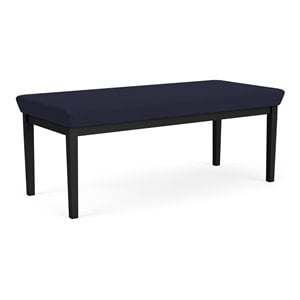 Lenox Steel Reception Waiting Room 2-Seat Bench / Black Steel / Navy Blue