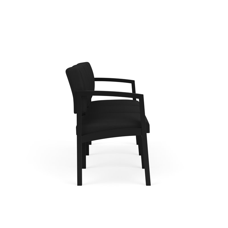 Lenox Steel Reception Waiting Room Healthcare 3-Seat Sofa / Black Steel / Black