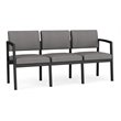 Lenox Steel Reception Waiting Room 3-Seat Sofa / Black Steel / Light Gray