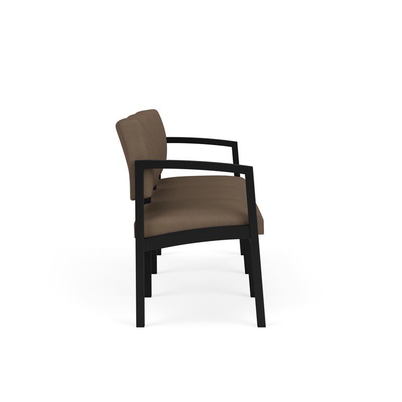 Lenox Steel Reception Waiting Room Healthcare 3-Seat Sofa / Black Steel / Brown