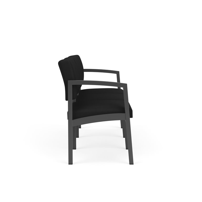 Lenox Steel Reception Waiting Room 3-Seat Sofa / Charcoal Steel / Black
