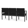 Lenox Steel Reception Waiting Room 3-Seat Sofa / Charcoal Steel / Black
