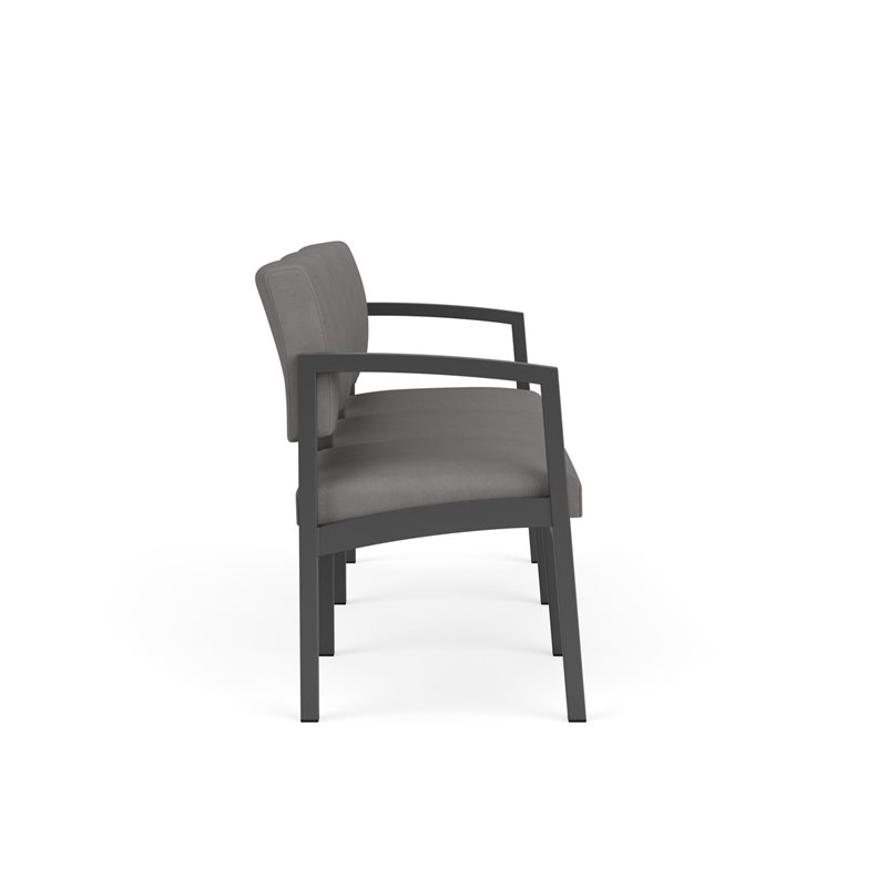 Lenox Steel Reception Waiting 3-Seat Sofa / Charcoal Steel / Light Gray