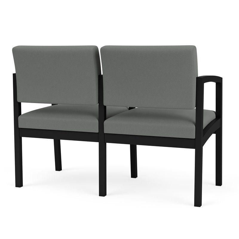 Lenox Steel Reception Waiting 2 Seats Chair / Black Steel / Light Gray