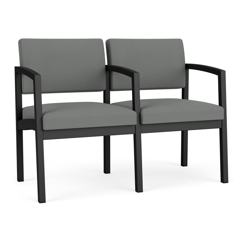 Lenox Steel Reception Waiting 2 Seats Chair / Black Steel / Light Gray