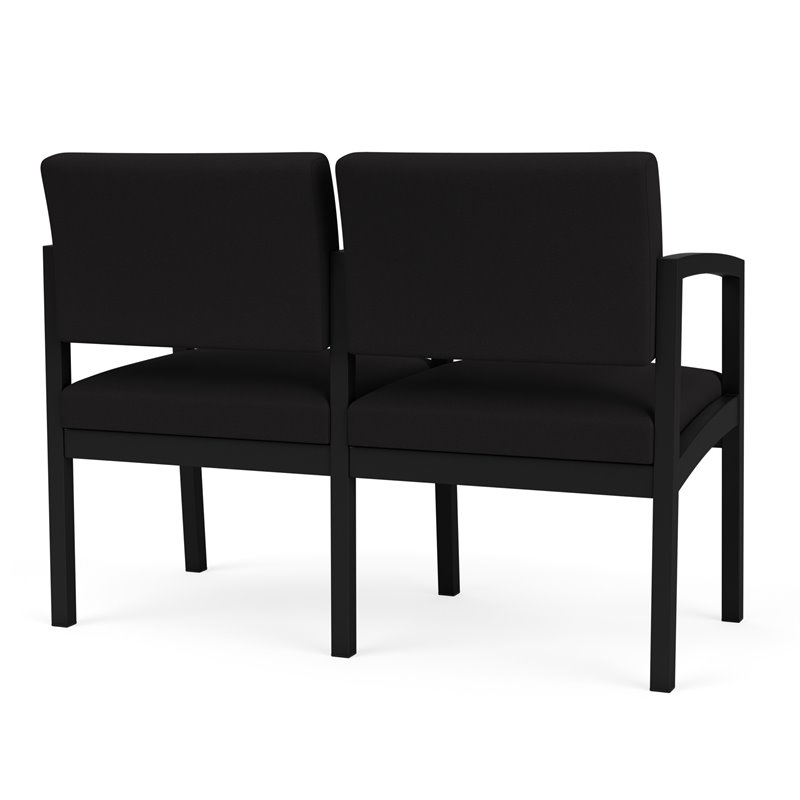 Lenox Steel Reception Waiting Room 2 Seats Chair / Black Steel / Black