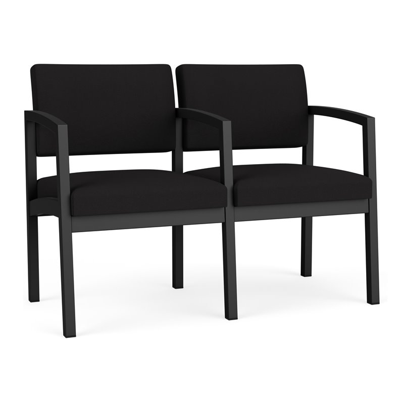 Lenox Steel Reception Waiting Room 2 Seats Chair / Black Steel / Black