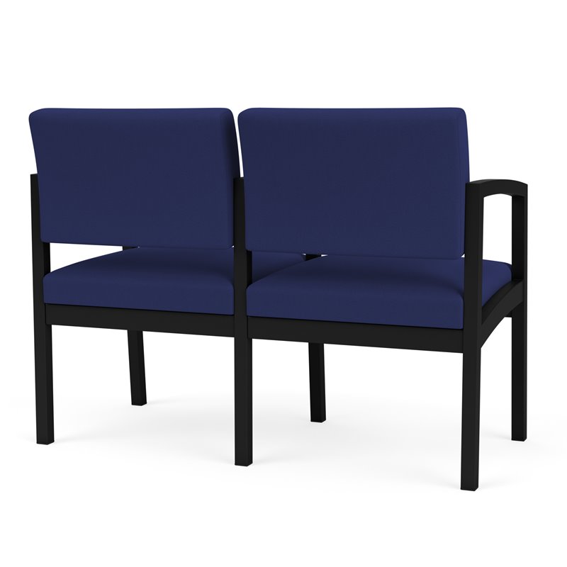 Lenox Steel Reception Waiting Room Healthcare 2 Seats Chair / Black Steel / Blue
