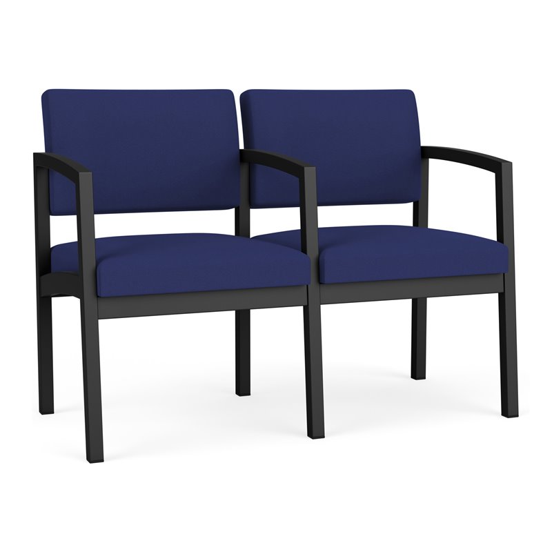 Lenox Steel Reception Waiting Room Healthcare 2 Seats Chair / Black Steel / Blue