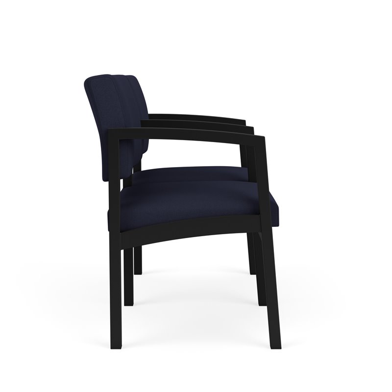Lenox Steel Reception Waiting Room 2 Seats Chair / Black Steel / Navy Blue