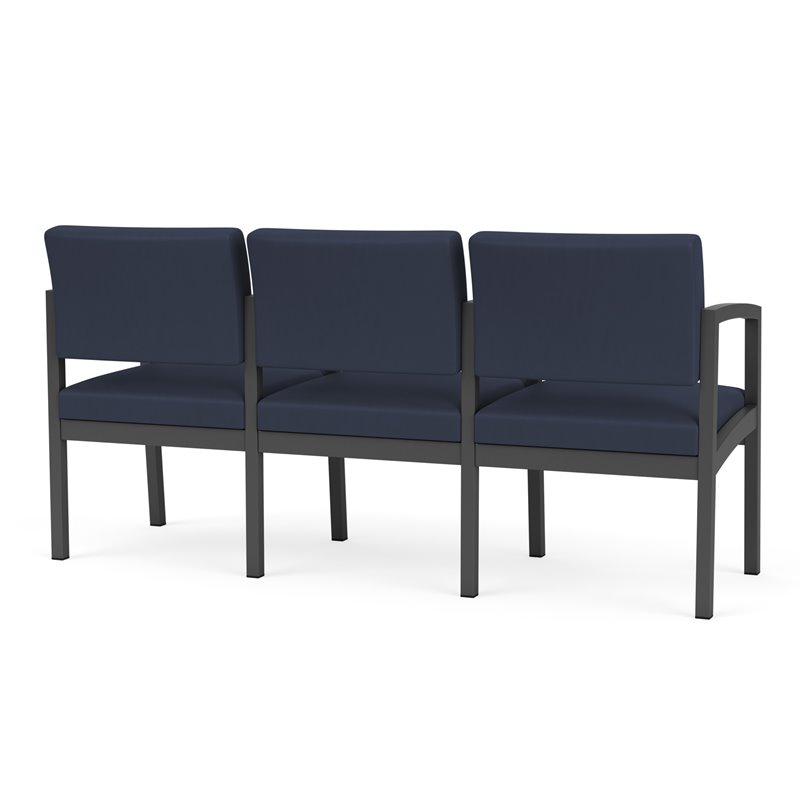 Lenox Steel Reception Waiting Room 3 Seats Chair / Charcoal Steel / Blue