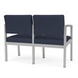 Lenox Steel Reception Waiting Room 2 Seats Chair / Silver Steel / Blue