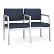 Lenox Steel Reception Waiting Room 2 Seats Chair / Silver Steel / Blue