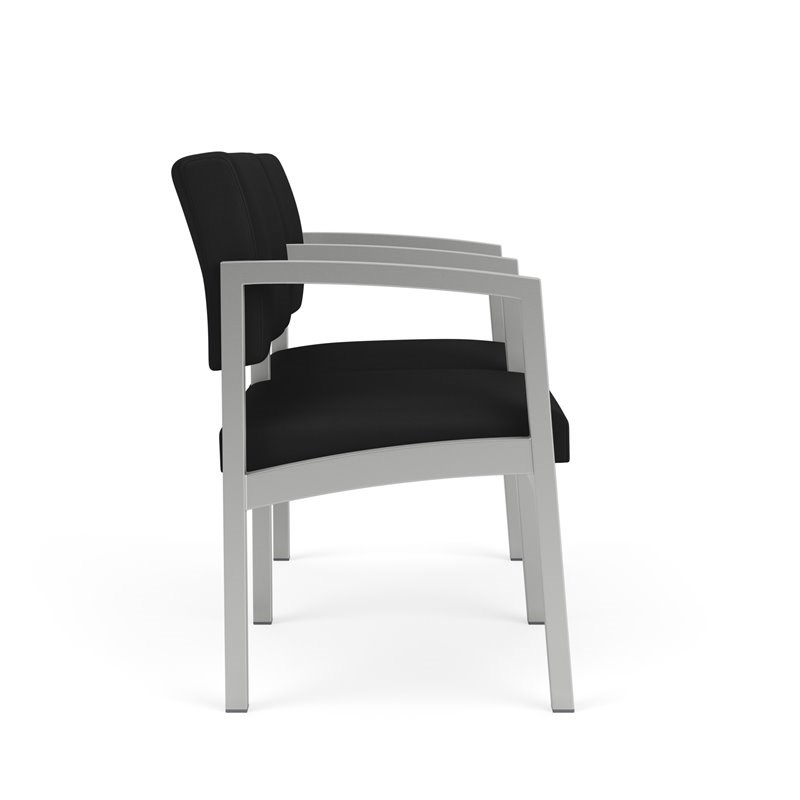 Lenox Steel Reception Waiting Room 2 Seats Chair / Silver Steel / Black