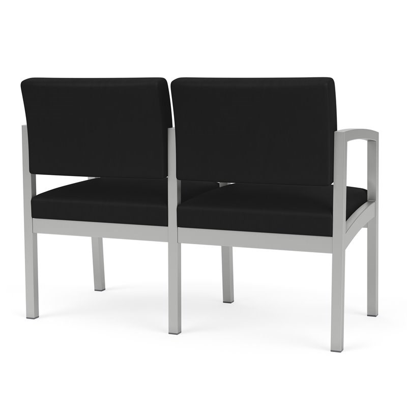 Lenox Steel Reception Waiting Room 2 Seats Chair / Silver Steel / Black