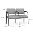 Lenox Steel Reception Waiting Room 2 Seats Chair / Silver Steel / Black
