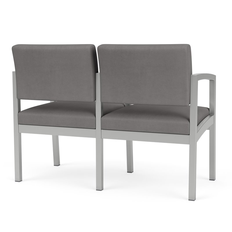 Lenox Steel Reception Waiting 2 Seats Chair / Silver Steel / Light Gray