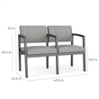 Lenox Steel Reception Waiting 2 Seats Chair / Silver Steel / Light Gray