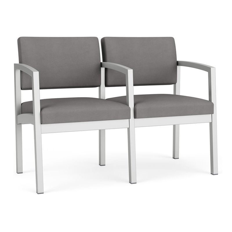 Lenox Steel Reception Waiting 2 Seats Chair / Silver Steel / Light Gray