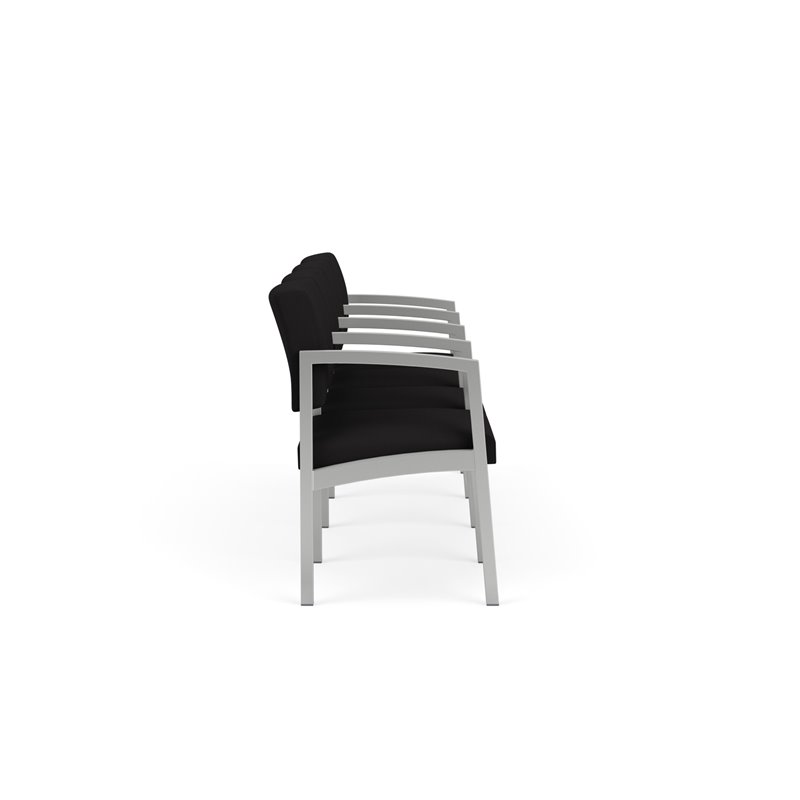 Lenox Steel Reception Waiting Room 4 Seats Chair / Silver Steel / Black