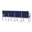 Lenox Steel Reception Waiting Room 4 Seats Chair / Silver Steel / Blue