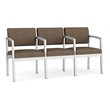 Lenox Steel Reception Waiting Room 3 Seats Chair / Silver Steel / Brown