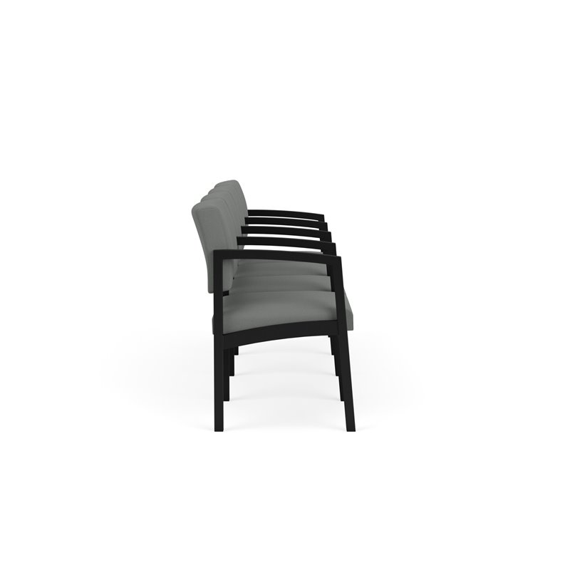 Lenox Steel Reception Waiting 4 Seats Chair / Black Steel / Light Gray
