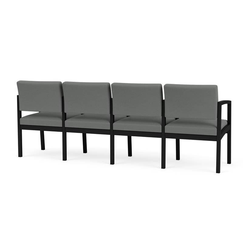 Lenox Steel Reception Waiting 4 Seats Chair / Black Steel / Light Gray