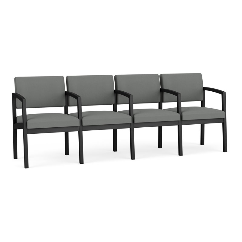Lenox Steel Reception Waiting 4 Seats Chair / Black Steel / Light Gray