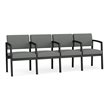 Lenox Steel Reception Waiting 4 Seats Chair / Black Steel / Light Gray