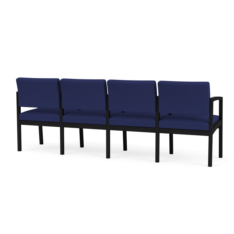 Lenox Steel Reception Waiting Room Healthcare 4 Seats Chair / Black Steel / Blue