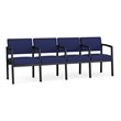 Lenox Steel Reception Waiting Room Healthcare 4 Seats Chair / Black Steel / Blue