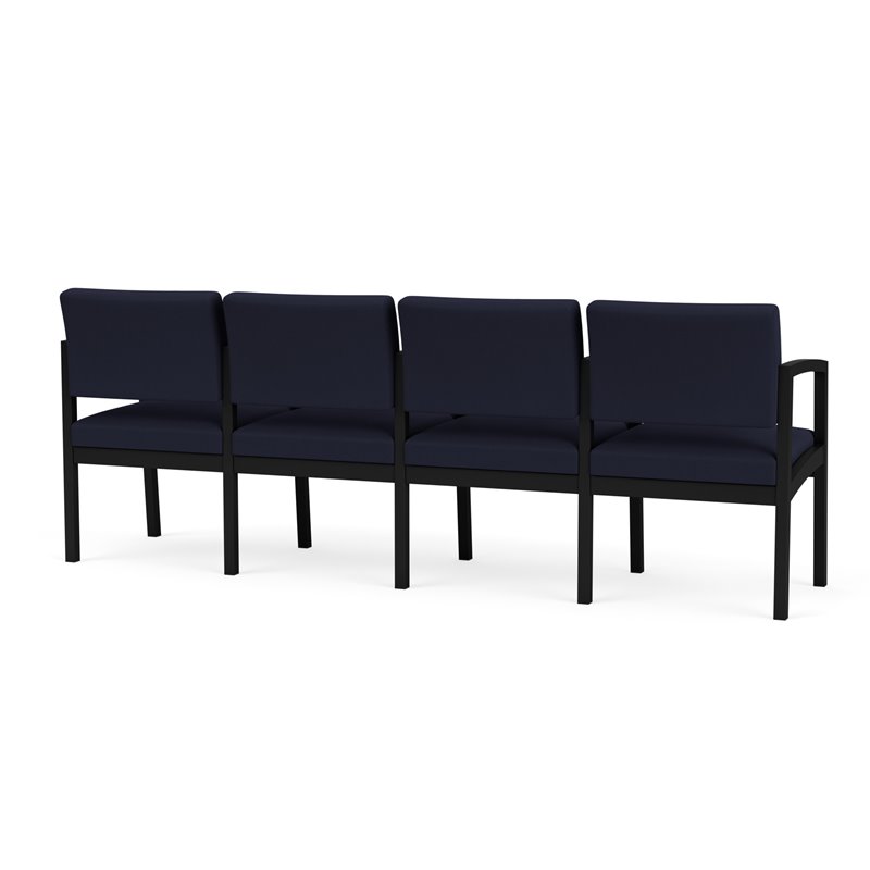 Lenox Steel Reception Waiting Room 4 Seats Chair / Black Steel / Navy Blue