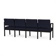 Lenox Steel Reception Waiting Room 4 Seats Chair / Black Steel / Navy Blue