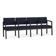 Lenox Steel Reception Waiting Room 4 Seats Chair / Black Steel / Navy Blue