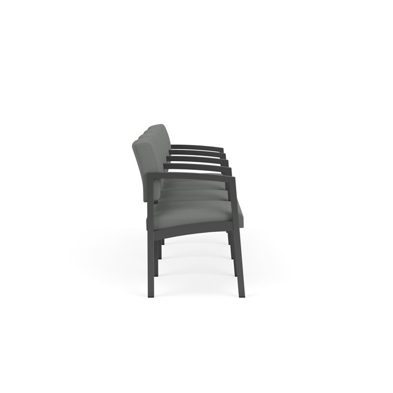 Lenox Steel Reception Waiting 4 Seats Chair / Charcoal Steel / Light Gray