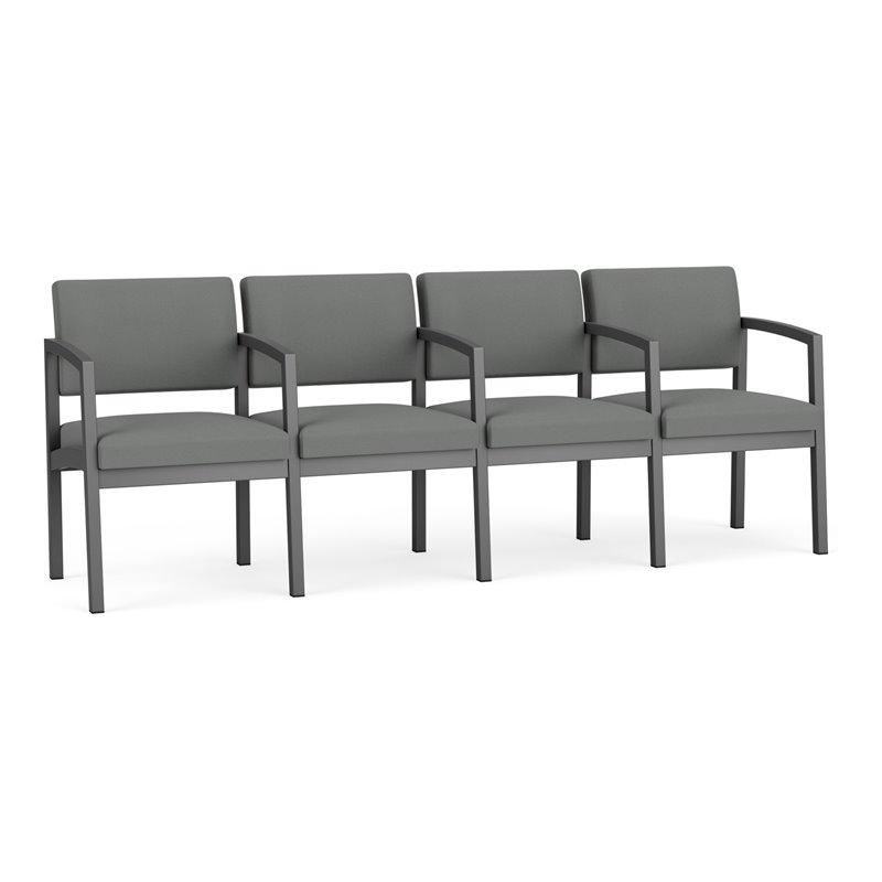 Lenox Steel Reception Waiting 4 Seats Chair / Charcoal Steel / Light Gray