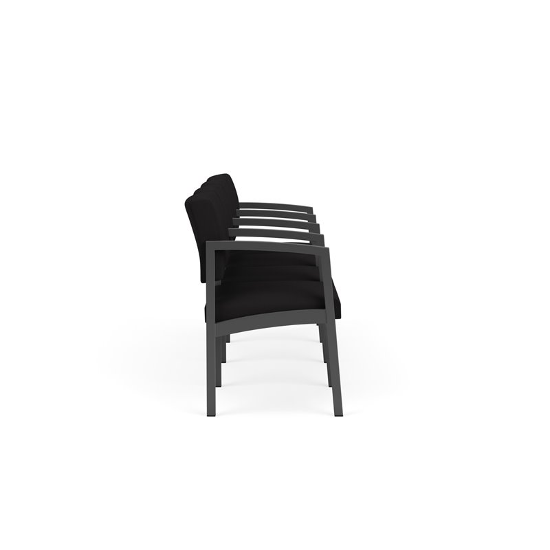 Lenox Steel Reception Waiting Room 4 Seats Chair / Charcoal Steel / Black