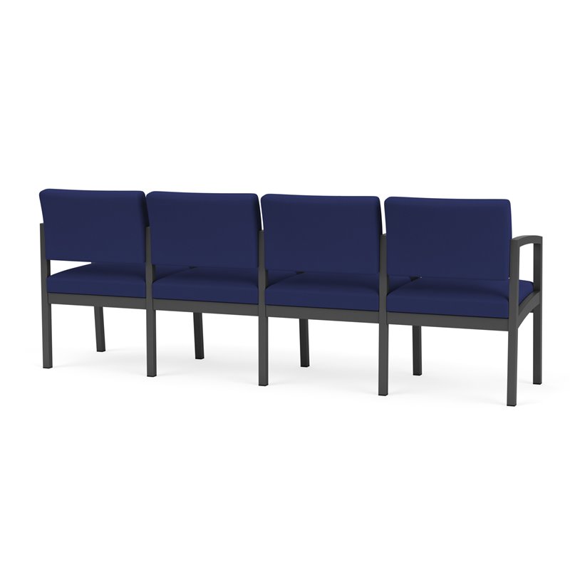 Lenox Steel Reception Waiting Room 4 Seats Chair / Charcoal Steel / Blue