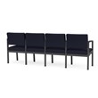Lenox Steel Reception Waiting 4 Seats Chair / Charcoal Steel / Navy Blue
