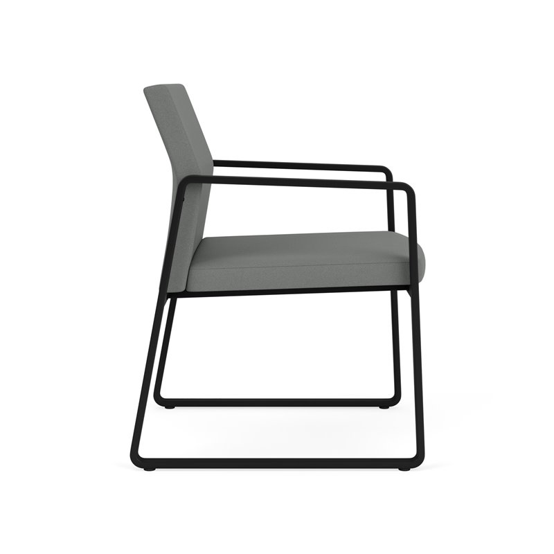 Gansett Reception Waiting Room Healthcare Guest Chair / Black Steel / Light Gray