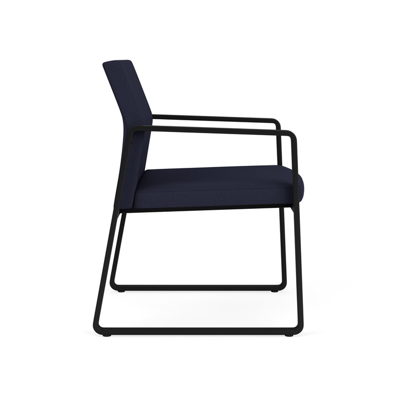 Gansett Reception Waiting Room Healthcare Guest Chair / Black Steel / Navy Blue