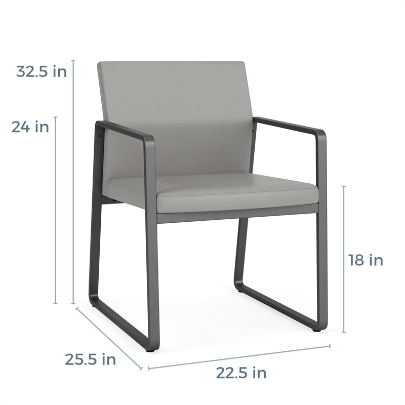 Gansett Reception Waiting Room Guest Chair / Charcoal Steel / Light Gray