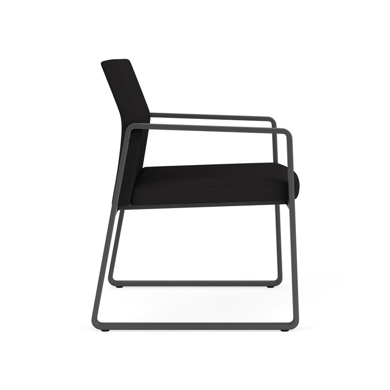 Gansett Reception Waiting Room Healthcare Guest Chair / Charcoal Steel / Black