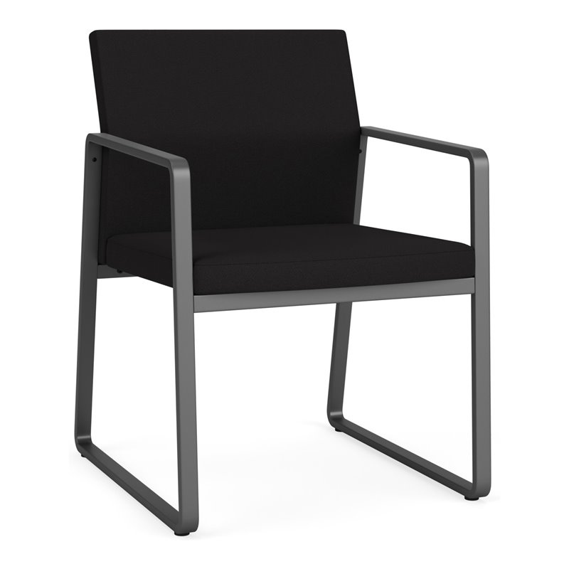 Gansett Reception Waiting Room Healthcare Guest Chair / Charcoal Steel / Black
