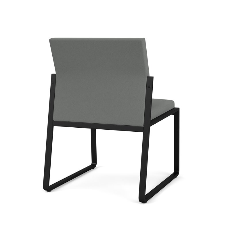 Gansett Reception Waiting Armless Guest Chair / Black Steel / Light Gray