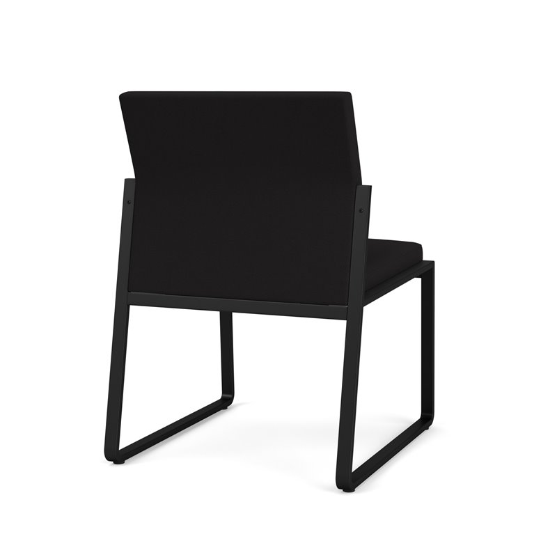 Gansett Reception Waiting Room Armless Guest Chair / Black Steel / Black
